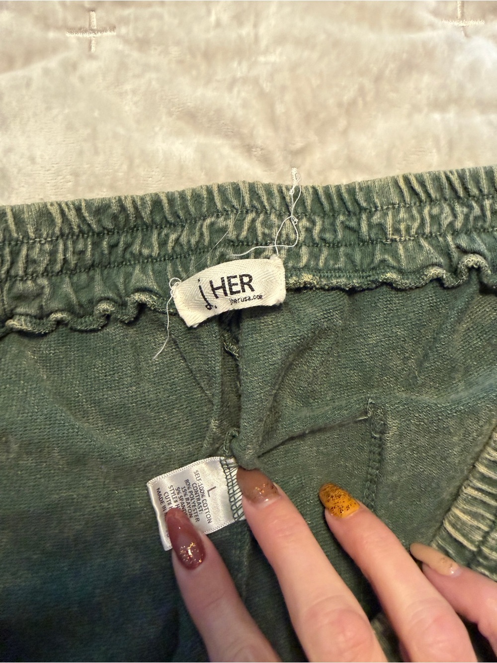 J.Her green plaid wide leg pants - NEW size L - Picture 3 of 3